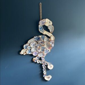 Blue and White Mosaic Flamingo Wall Decor
